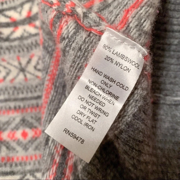 Telluride Clothing Co Wool Fair Isle Pink Gray Cardigan Sweater Ski Preppy - Picture 6 of 6